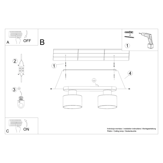 Plafon SAVAR 2 czarny SL.1130 SOLLUX LIGHTING