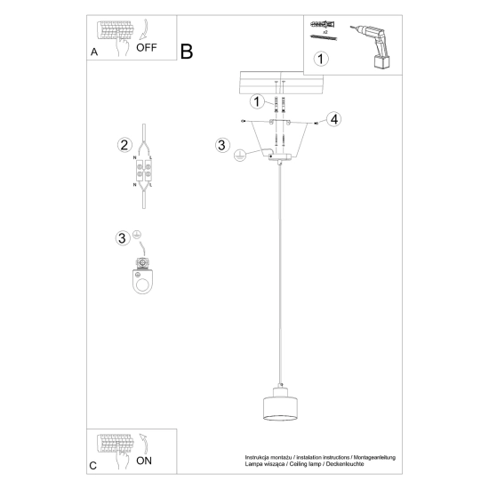 Lampa wisząca SAVAR 1 czarna SL.1132 SOLLUX LIGHTING