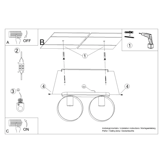 Plafon TITRAN 2 biały SL.1135 SOLLUX LIGHTING