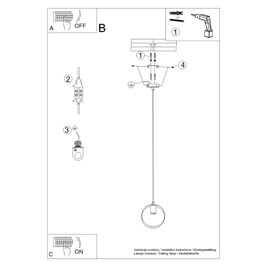 Lampa wisząca TITRAN 1 biała SL.1137 SOLLUX LIGHTING