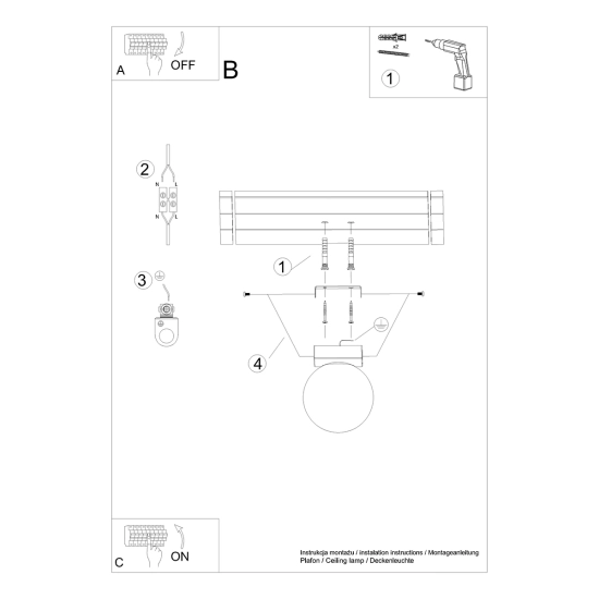 Plafon YOLI 1 biały SL.1146 SOLLUX LIGHTING