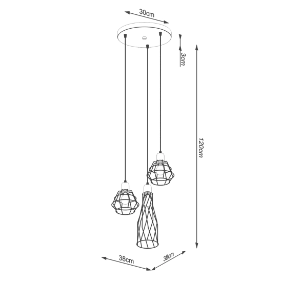 Lampa wisząca SUBA 3P czarna SL.1166 SOLLUX LIGHTING