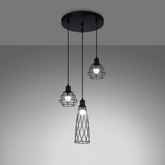 Lampa wisząca SUBA 3P czarna SL.1166 SOLLUX LIGHTING
