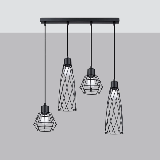 Lampa wisząca SUBA 4L czarna SL.1167 SOLLUX LIGHTING