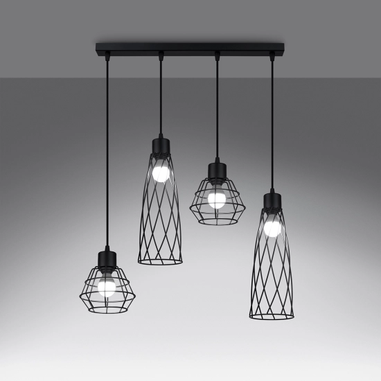 Lampa wisząca SUBA 4L czarna SL.1167 SOLLUX LIGHTING