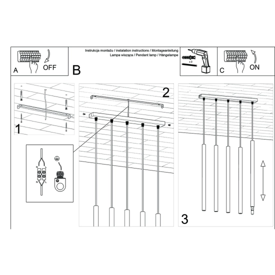 Lampa wisząca PASTELO 5L złota SL.1173 SOLLUX LIGHTING