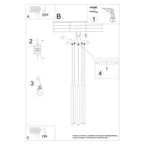 Lampa wisząca PASTELO 5P złota SL.1174 SOLLUX LIGHTING