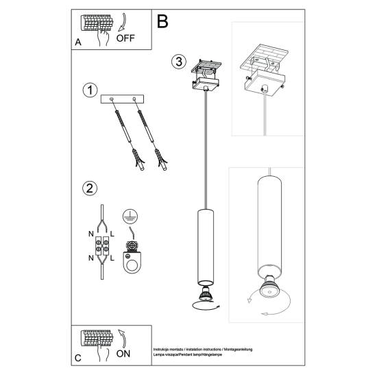 Lampa Wisząca LAGOS 1 złoty połysk SL.1200 SOLLUX LIGHTING