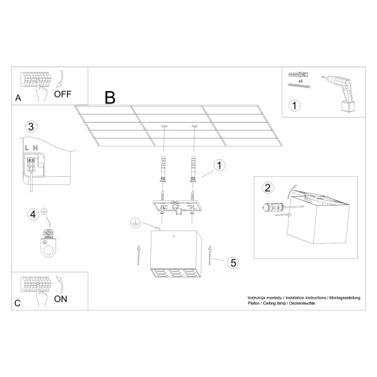Plafon OZZY czarny LED SL.1211 SOLLUX LIGHTING