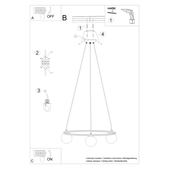 Żyrandol YOLI 3 SL.1213 SOLLUX LIGHTING