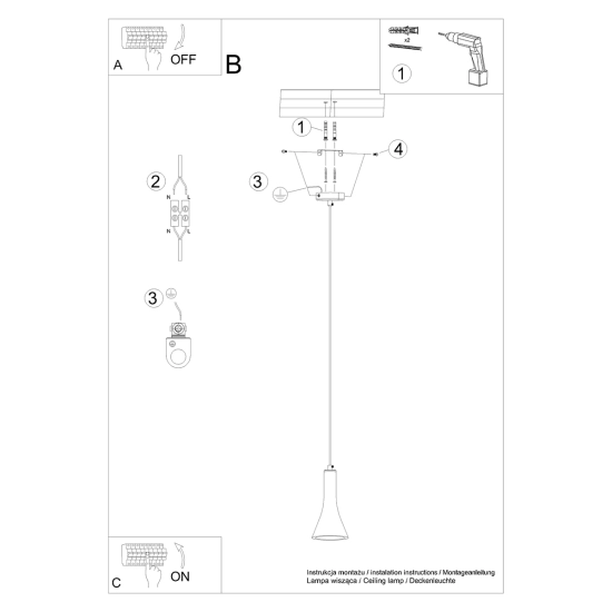 Lampa wisząca REA 1 beton SL.1223 SOLLUX LIGHTING