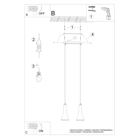 Lampa wisząca REA 2 beton SL.1224 SOLLUX LIGHTING