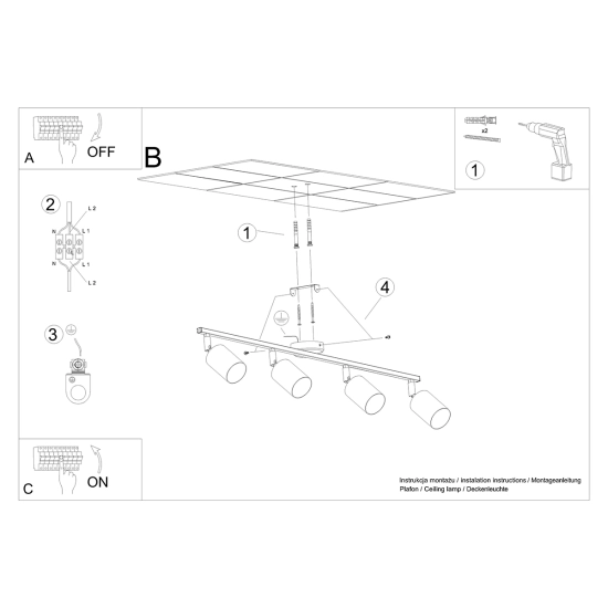 Plafon LEMMI 4L biały SL.1227 SOLLUX LIGHTING