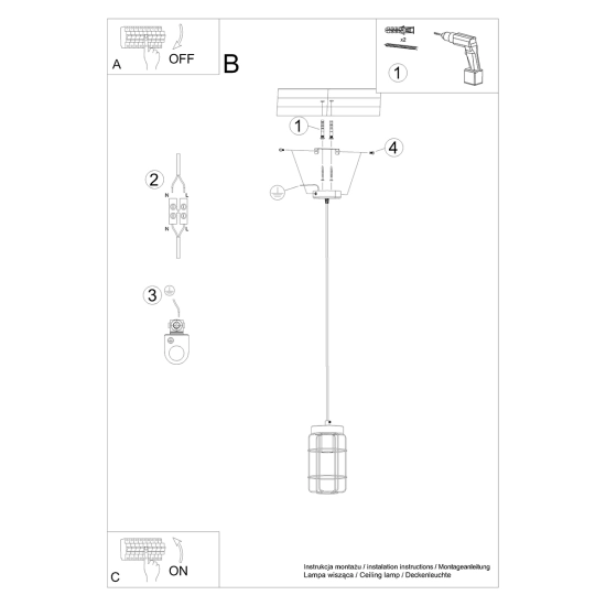 Lampa wisząca GOTTO 1 SL.1263 SOLLUX LIGHTING