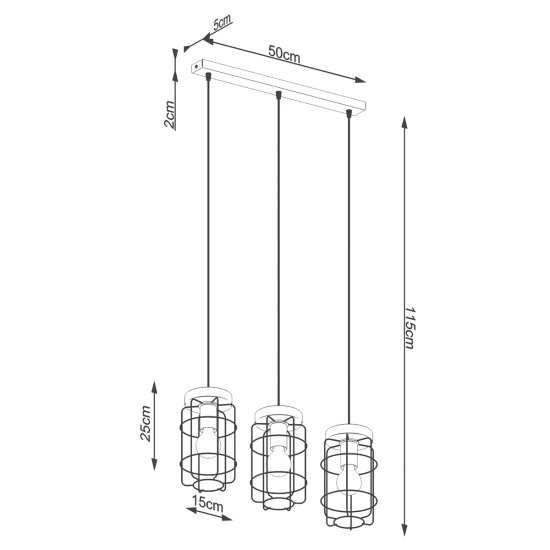 Lampa wisząca GOTTO 3L SL.1264 SOLLUX LIGHTING