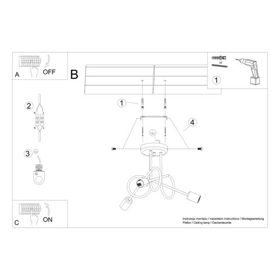 Żyrandol LOOP 3 złoty połysk SL.1437 SOLLUX LIGHTING