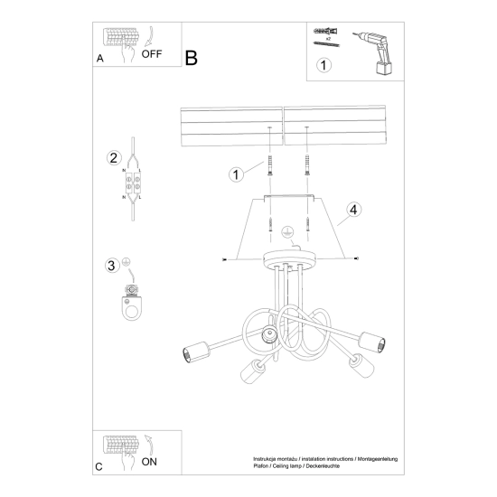 Żyrandol LOOP 5 złoty połysk SL.1438 SOLLUX LIGHTING