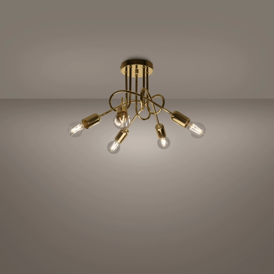 Żyrandol LOOP 5 złoty połysk SL.1438 SOLLUX LIGHTING