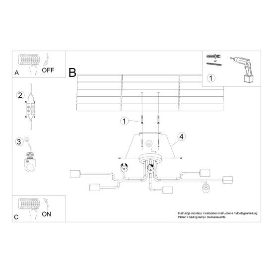 Żyrandol VECTOR 8 biały SL.1444 SOLLUX LIGHTING