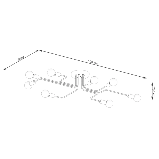 Żyrandol VECTOR 8 czarny SL.1448 SOLLUX LIGHTING