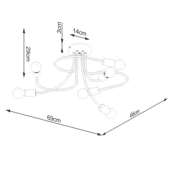 Żyrandol LEVAR 6 czarny SL.1456 SOLLUX LIGHTING