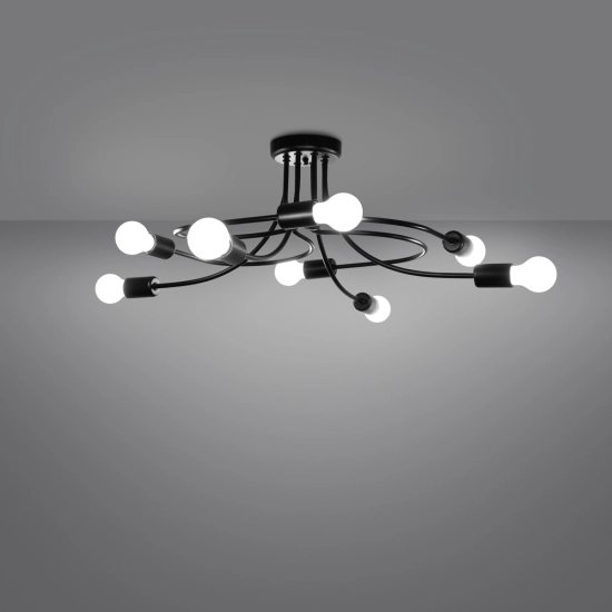Żyrandol LEVAR 8 czarny SL.1457 SOLLUX LIGHTING