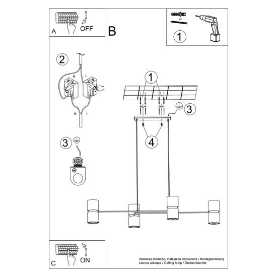 Lampa wisząca KUKKIA czarna TH.004CZ SOLLUX LIGHTING