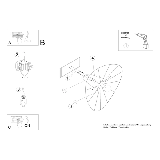 Kinkiet / Plafon ESKOLA 70 czarny TH.013CZ SOLLUX LIGHTING