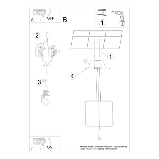 Lampa wisząca RANA 1 czarna TH.018CZ SOLLUX LIGHTING