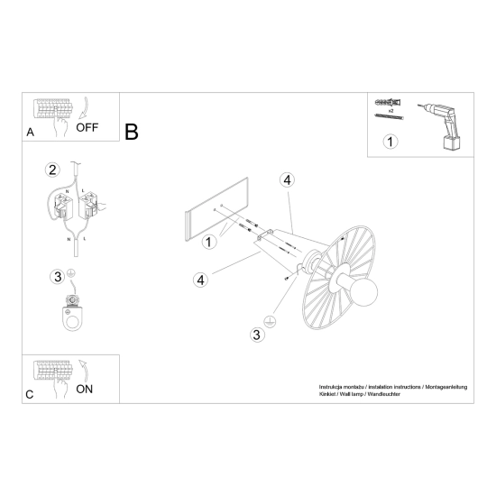 Kinkiet / Plafon SIRKEL 45 czarny TH.142 SOLLUX LIGHTING - zdjęcie 4