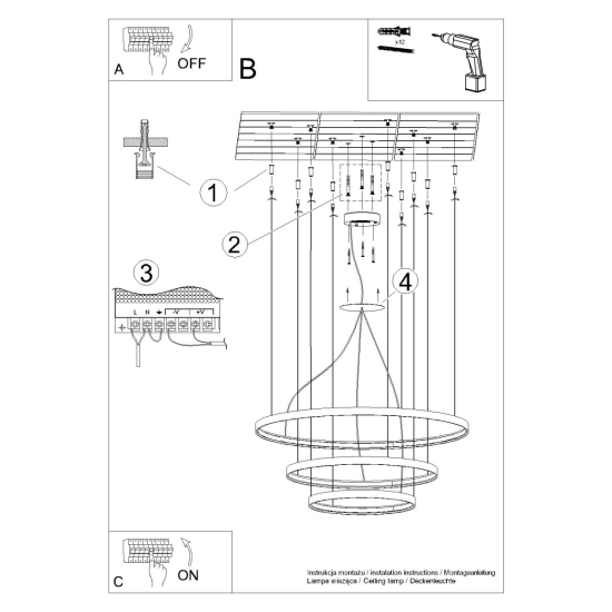 Żyrandol RIO 3 55/78/110 złoty LED 3000K TH.173 SOLLUX LIGHTING - zdjęcie 6
