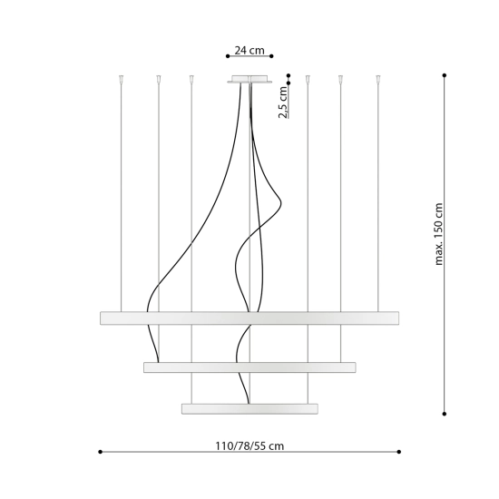Żyrandol RIO 3 55/78/110 złoty LED 3000K TH.173 SOLLUX LIGHTING - zdjęcie 4