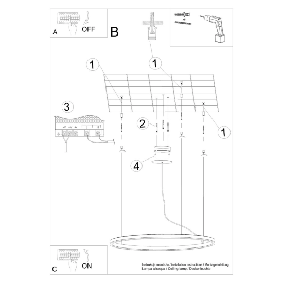 Żyrandol ODA 80 czarny LED 4000K TH.282 SOLLUX LIGHTING - zdjęcie 9